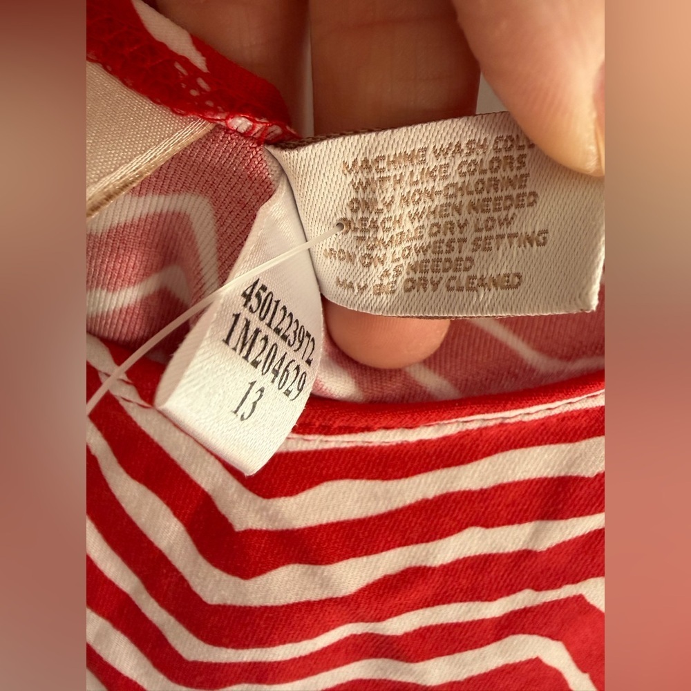 Chicos Red Chevron Zig Zag Contemporary Tank Top Womens SZ 1 New Casual Summer - Picture 5 of 8